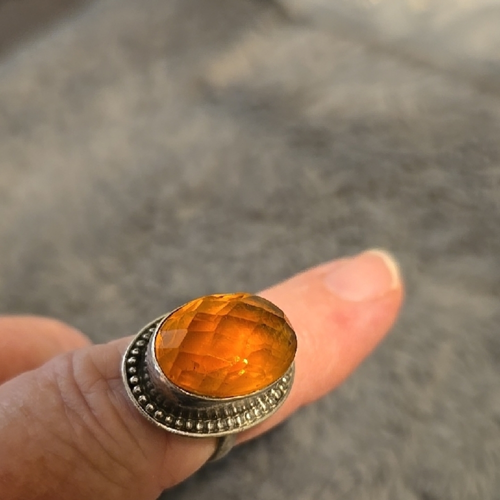 Vibrant Orange Gemstone Ring - Picture 8 of 11